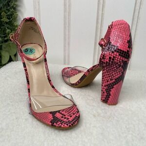 Jersey‎ Shore Heels Size 5.5 Pink Snakeskin Snooki Jwoww Halloween Club Rave